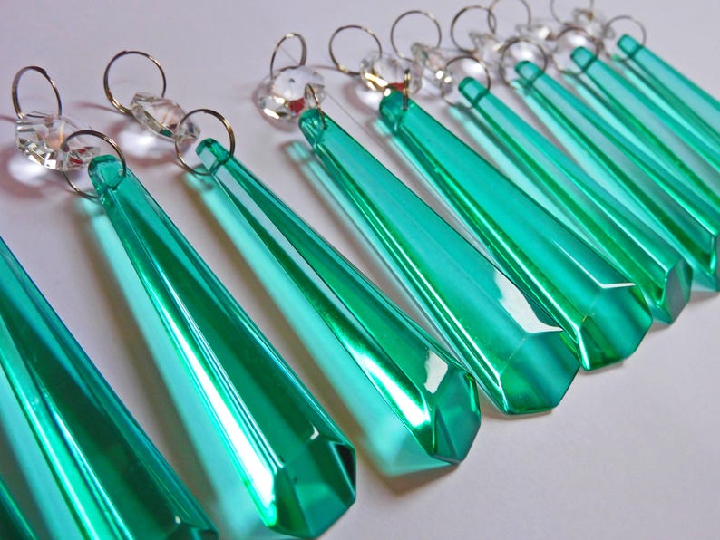3" Aqua Marine Chandelier Drops Glass Crystals Droplets Icicle Beads Christmas Tree Vintage Wedding Decoration Crafts Lamp Spare Light Parts image 13