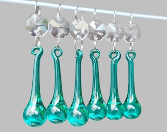 Aqua Marine 2" Orb Chandelier Drops Glass Crystals Droplets Beads Christmas Tree Decorations Vintage Wedding Prisms Drops Light Lamp Parts