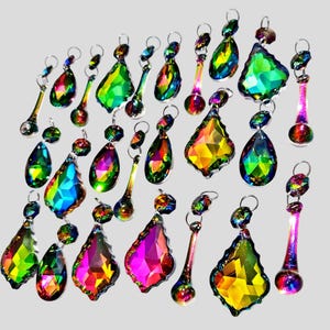 Lámpara de araña Vitrail vintage de 12 o 24 colores AB con cristales de vidrio, cuentas, adornos para árbol de Navidad, bodas, luces góticas, piezas de lámpara.