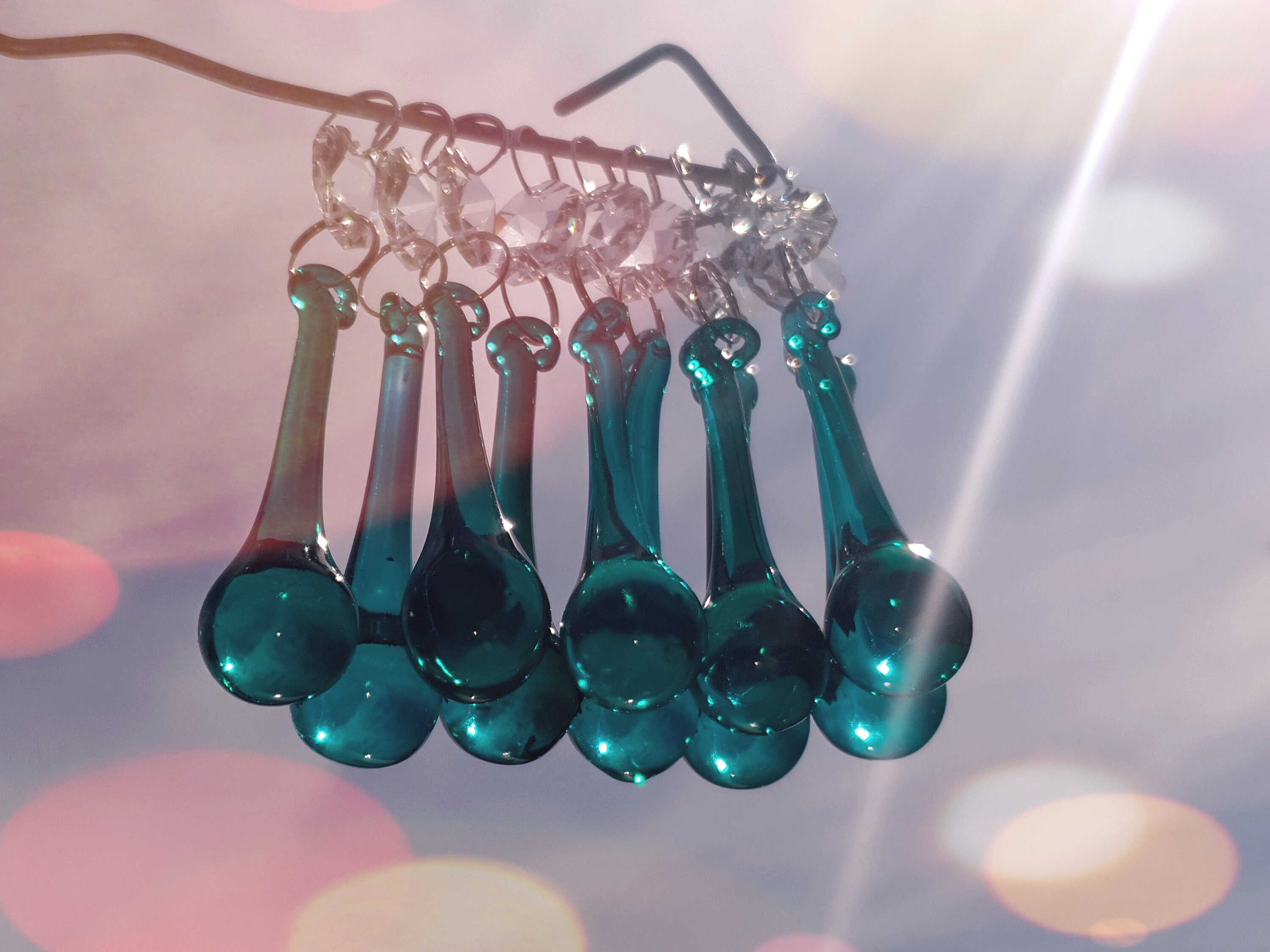 5 CHANDELIER GLASS CRYSTALS DROPS ORB BEADS DROPLETS LIGHT LAMP PARTS PRISM DECO