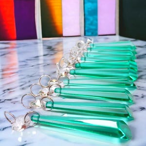 3" Aqua Marine Chandelier Drops Glass Crystals Droplets Icicle Beads Christmas Tree Vintage Wedding Decoration Crafts Lamp Spare Light Parts image 9