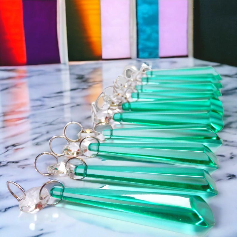 3" Aqua Marine Chandelier Drops Glass Crystals Droplets Icicle Beads Christmas Tree Vintage Wedding Decoration Crafts Lamp Spare Light Parts image 9