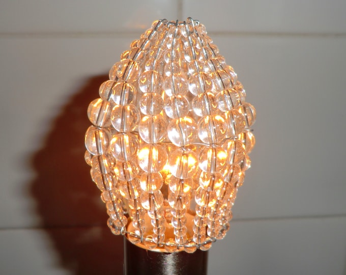 Chandelier Inspired Moroccan Glass Bead Light Bulb Candle Bulb Cover Sleeve Pendant Lamp Better than Lamp Shade Light Clear Crystals Drops