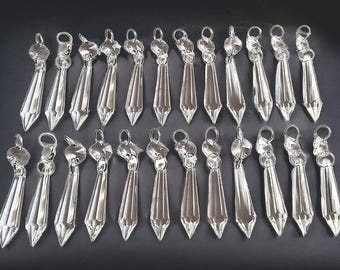 Chandelier Torpedo Icicle 50mm 2" Glass Crystals Sun Catcher Beads Christmas Tree Vintage Retro Wedding Decoration Light Crafts Lamp Parts