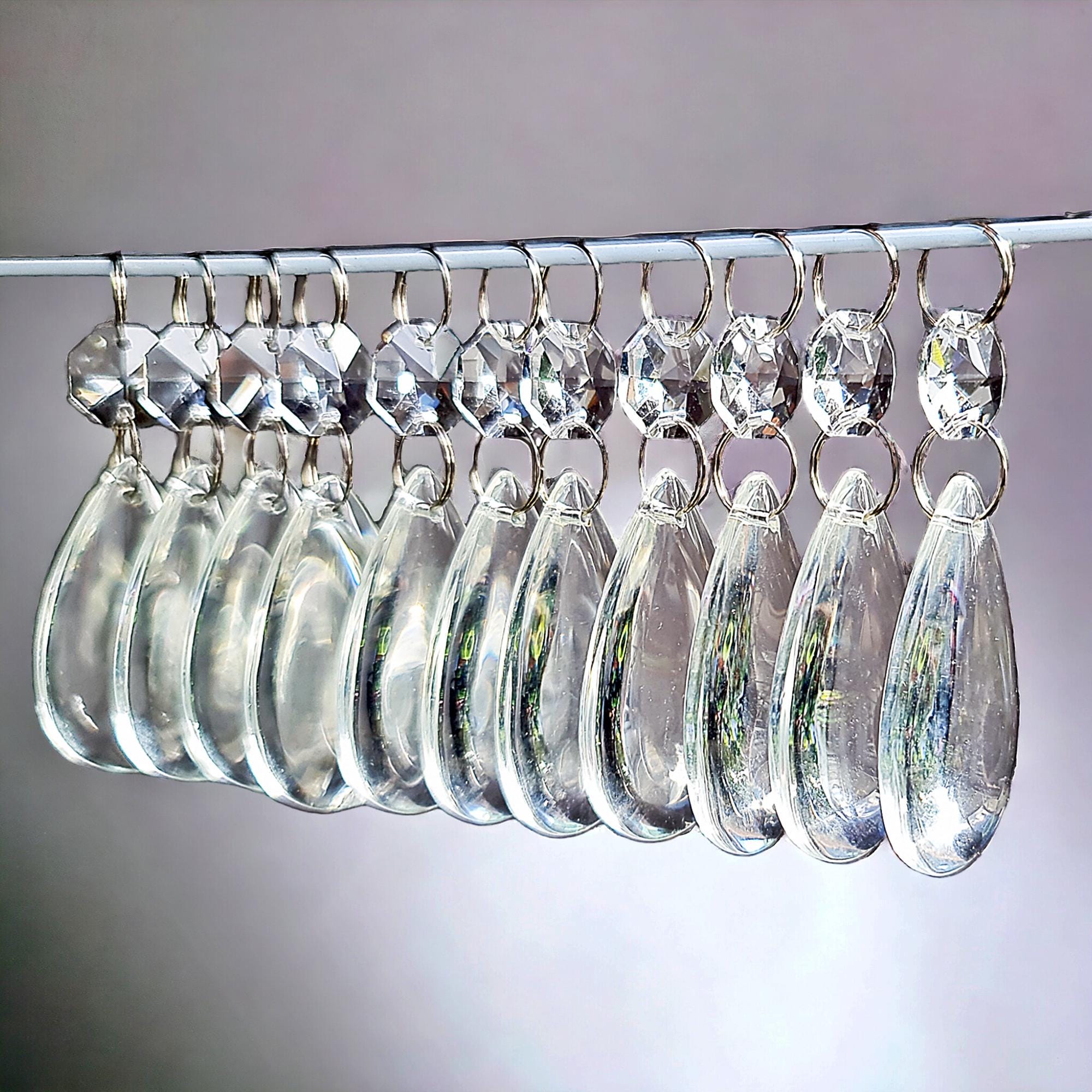 50 Antique Style Silver Connector Parts For Chandelier Crystals / Prisms - Reproduction