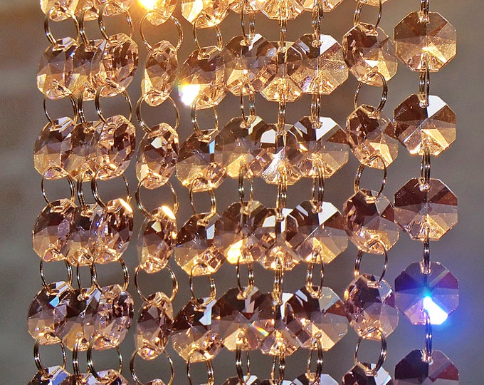 14mm Pastel Vintage Pink Octagons Chandelier Crafts Parts Drops Glass Crystals Droplets Beads Christmas Tree Wedding Decorations Garlands