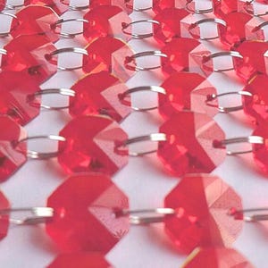 14mm Red Octagon Chandelier Drops Light Crafts Parts Glass Crystals Droplets Beads Christmas Tree Wedding Decorations Garland Prisms Vintage