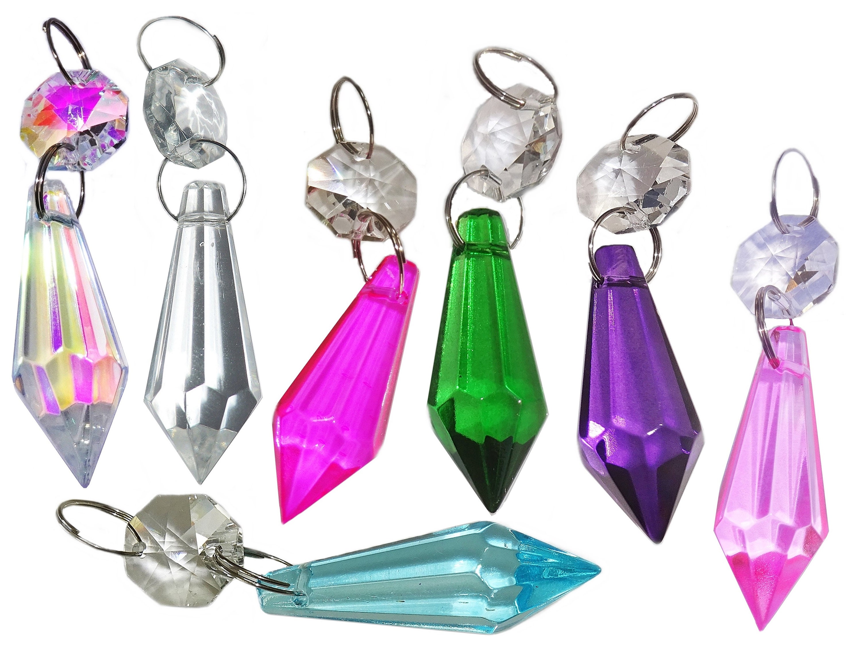 Colourful Glass Crystals Beads Chandelier Lamp Light Parts Prisms Drops Rainbows 