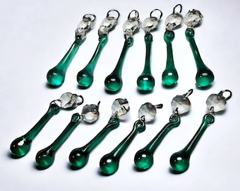 Peacock Green 2" Orb Chandelier Drops Glass Crystals Droplets Beads Christmas Decorations Wedding Prisms Drops Retro Spare Lamp Light Parts