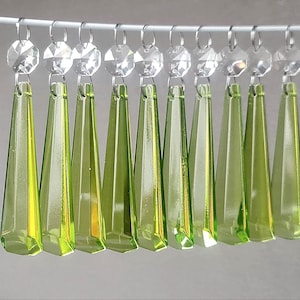 Sage Antique Green Chandelier Drops 3" Blunt Icicles Glass Crystals Droplets Beads Prisms Christmas Tree Wedding Decorations Sun Catchers