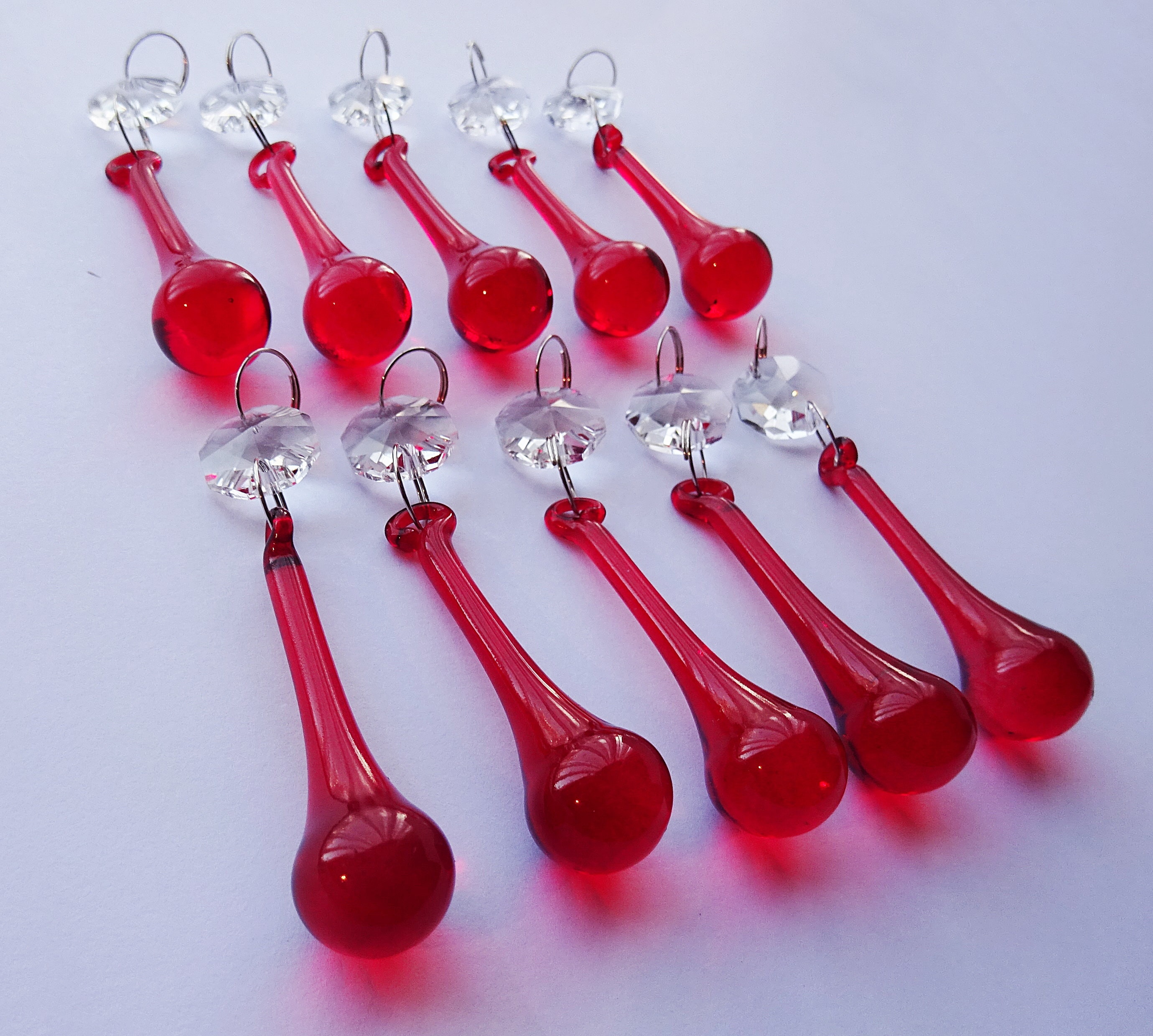 Red Chandelier Drops Glass Crystals Droplets 2 Orb Drop Etsy