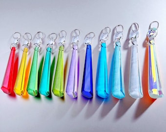 11 Colors to Pick - Blunt End Icicles - Chandelier Cut Glass Crystals Drops Beads Shabby Chic Prisms Christmas Tree or Wedding Decorations