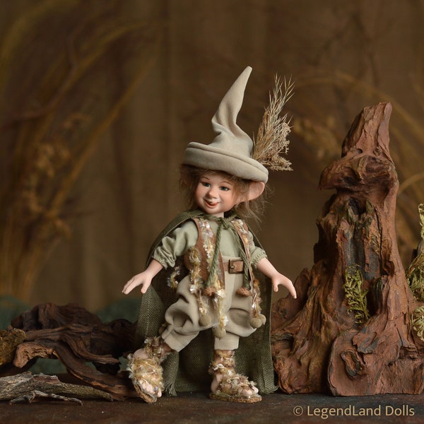 BJD doll boy, forest elf figurine, unique handmade poseable porcelain doll, PALKÓ - Forest Home Decor and gift for boyfriend