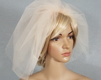 Bubble Veil With Blusher, Wedding Veil, Bridal Veil, Bubble Veil, Champagne Veil, White Veil, Ivory Veil, Pink Veil