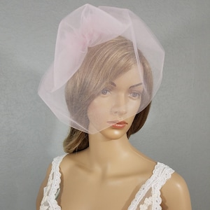 Blush Pink Birdcage, Bridal Cage Veil, Pink Veil, Two Tulle Rose Veil, Pink Cage Veil