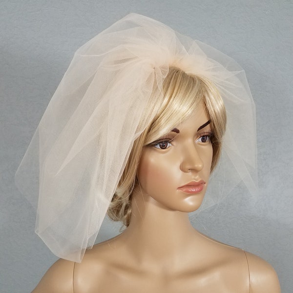 Bubble Veil With Blusher, Wedding Veil, Bridal Veil, Bubble Veil, Champagne Veil, White Veil, Ivory Veil, Pink Veil