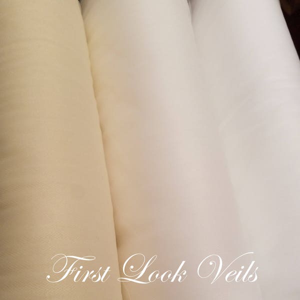 Color Swatch, Ivory, White, Diamond White, Illusion Tulle for Bridal Veil, Wedding Veil, Color Samples, Tulle Samples, Material Sample