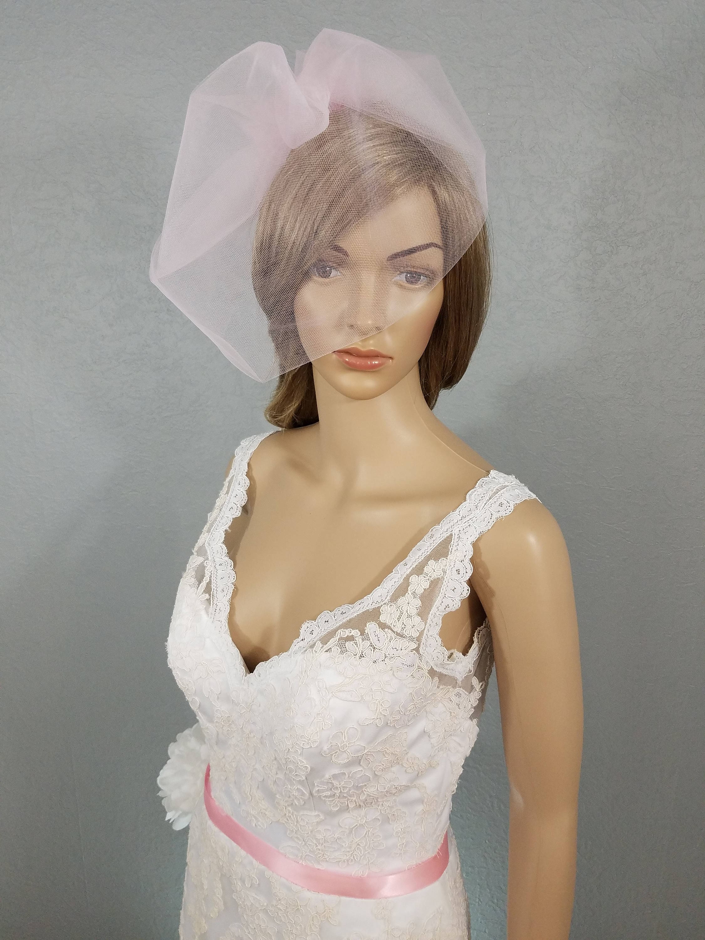 Blush Pink Birdcage Bridal Cage Veil Pink Veil Two Tulle Etsy