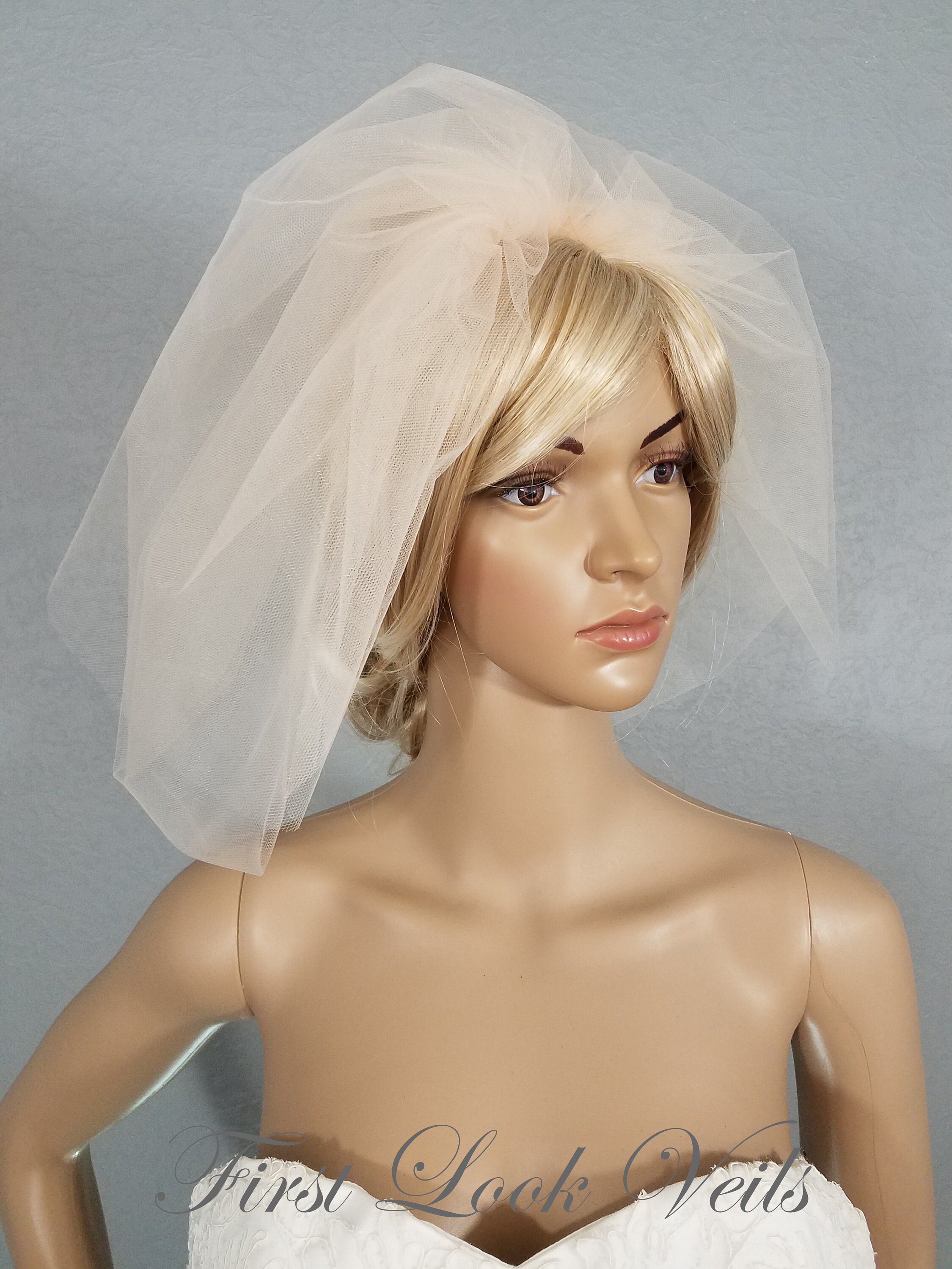 Wedding Vail Bridal Veil Bubble Veil with Blusher Bubble Etsy