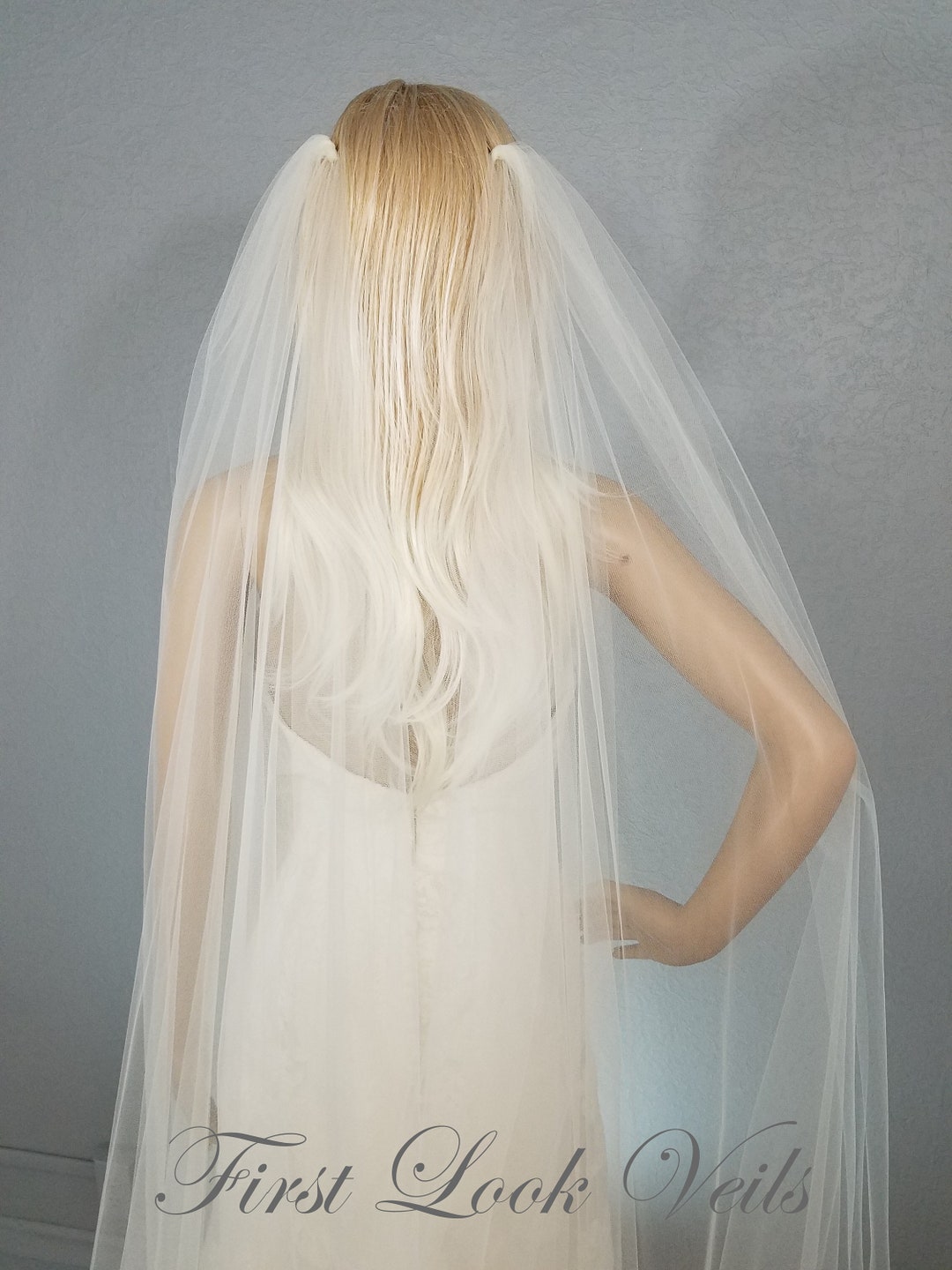 Velo Da Sposa, Simmetrico Avorio Pizzo Rosa Floreale Pianta - Foto 6