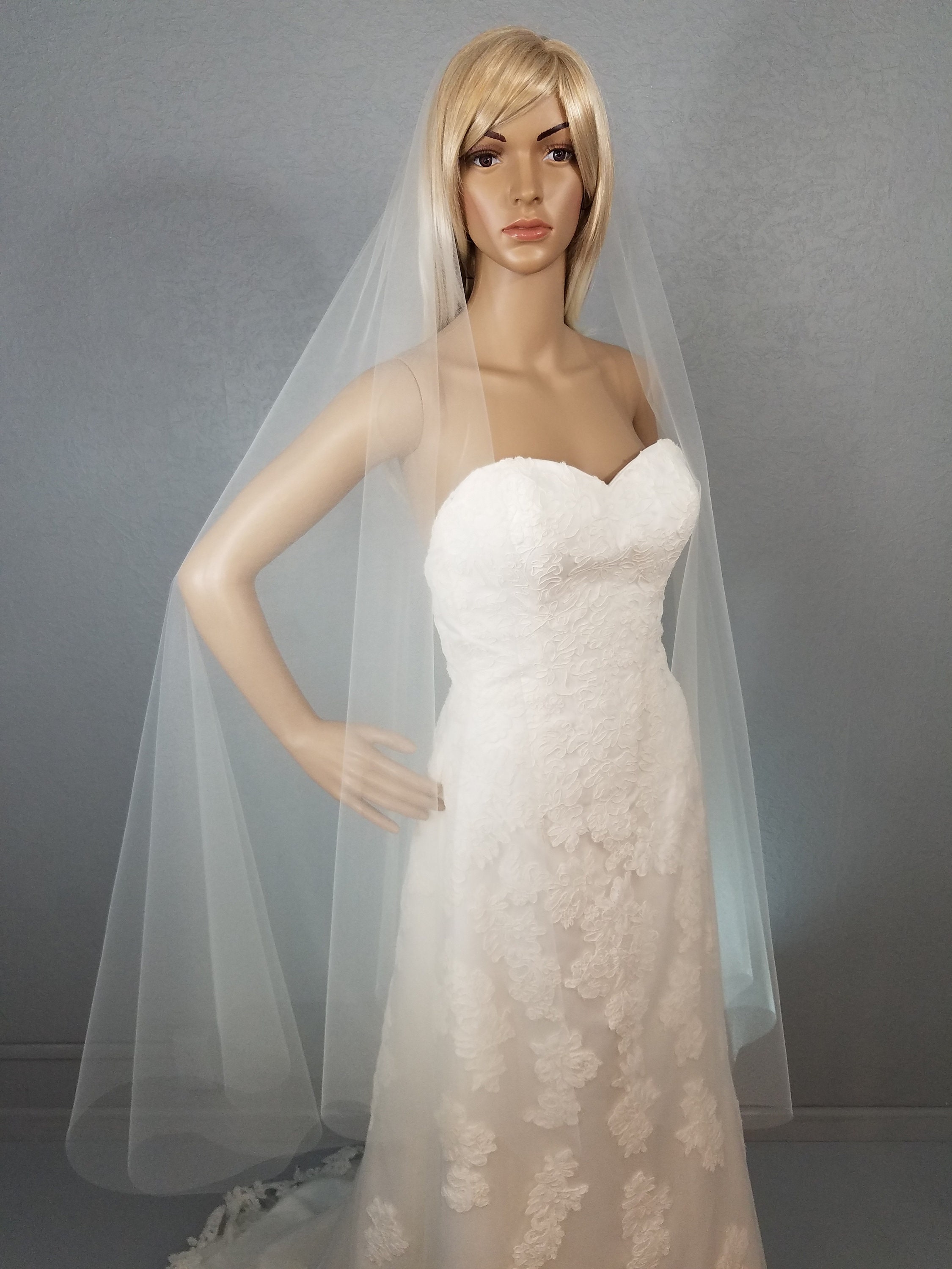 Ivory Wedding Veil Bridal Veil Fingertip Veil Drop Veil Fingertip