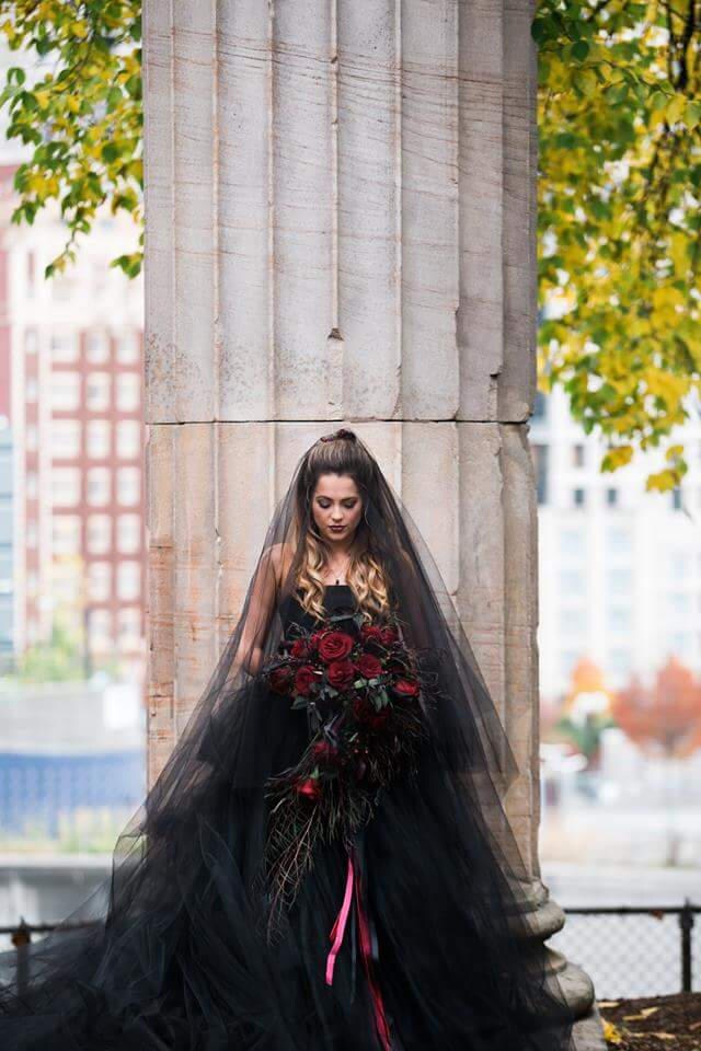 Black Bridal Veil, Cathedral Vail, Drop Blusher Vale