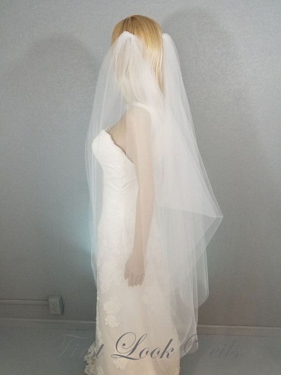 Wedding Veil Draped Fingertip Vail Bridal Vale Colored Etsy