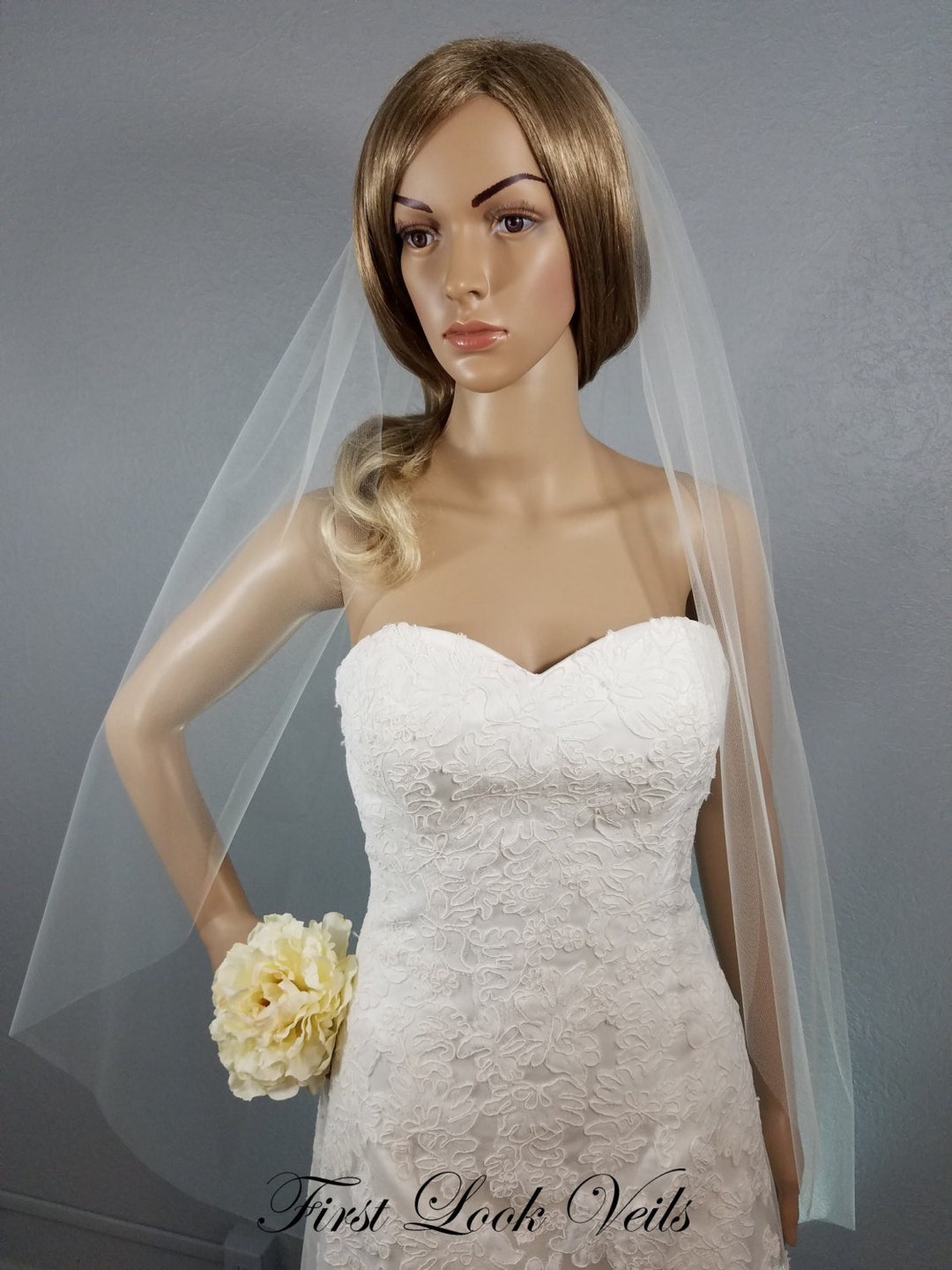 Fingertip Bridal Veil, Ivory Bridal Veil, Short Bridal Veil, Ivory