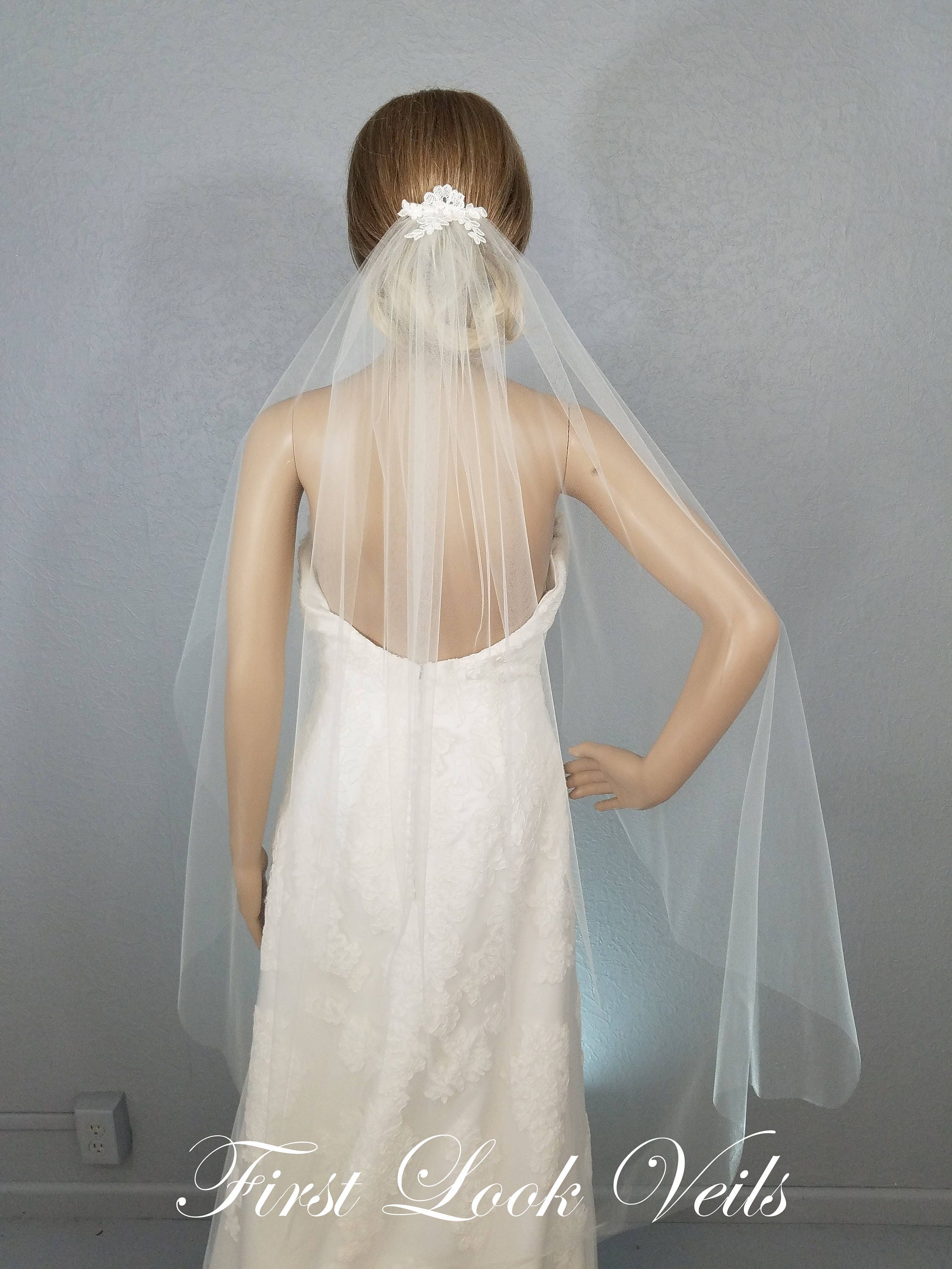 Ivory Bridal Veil Lace Top Fingertip Vail Wedding Vale | Etsy