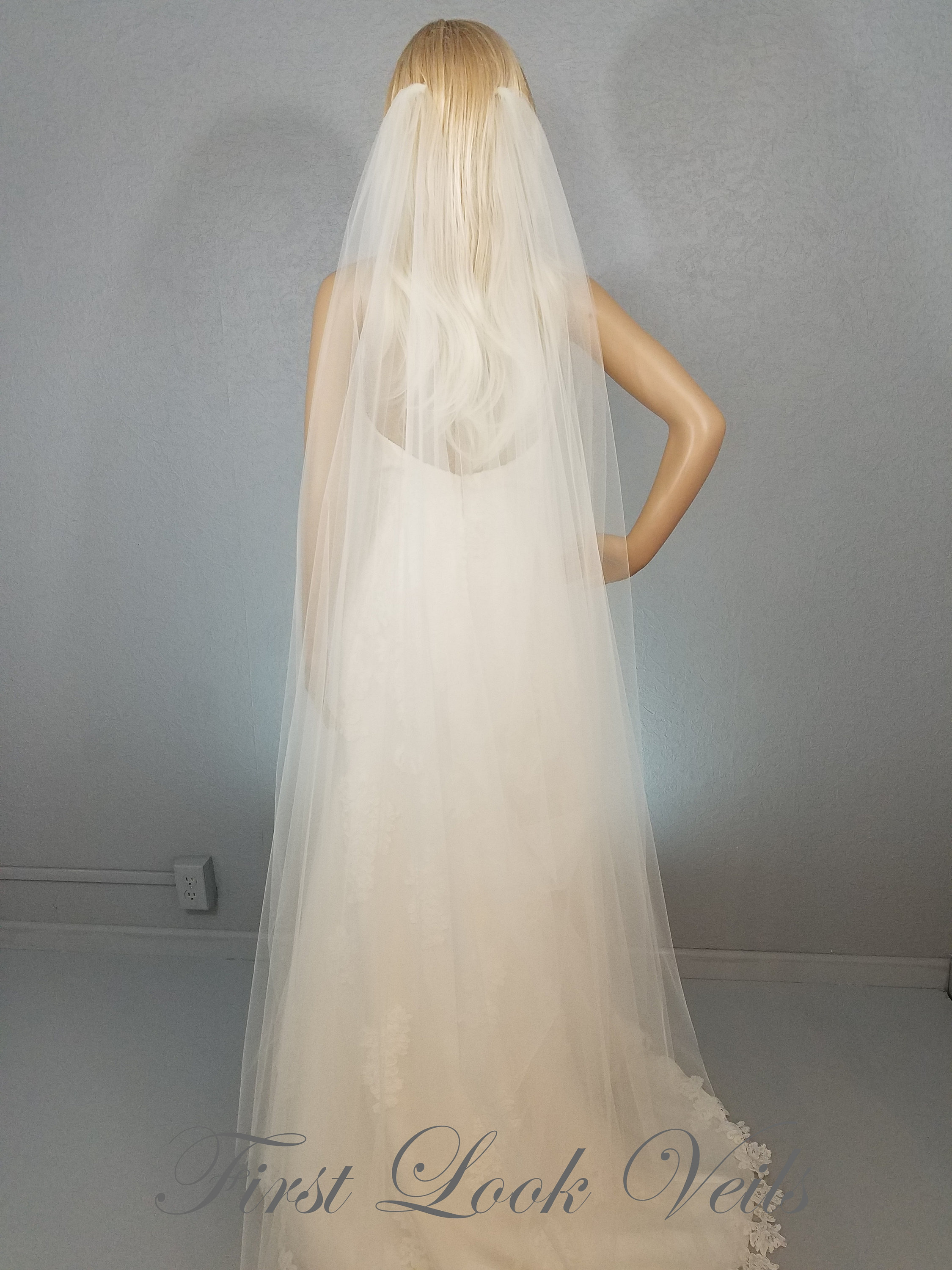 Bianco Evento Velo Da Sposa Doppio Con Bordo A Taglio Vivo 220 80cm S251 - Foto 2