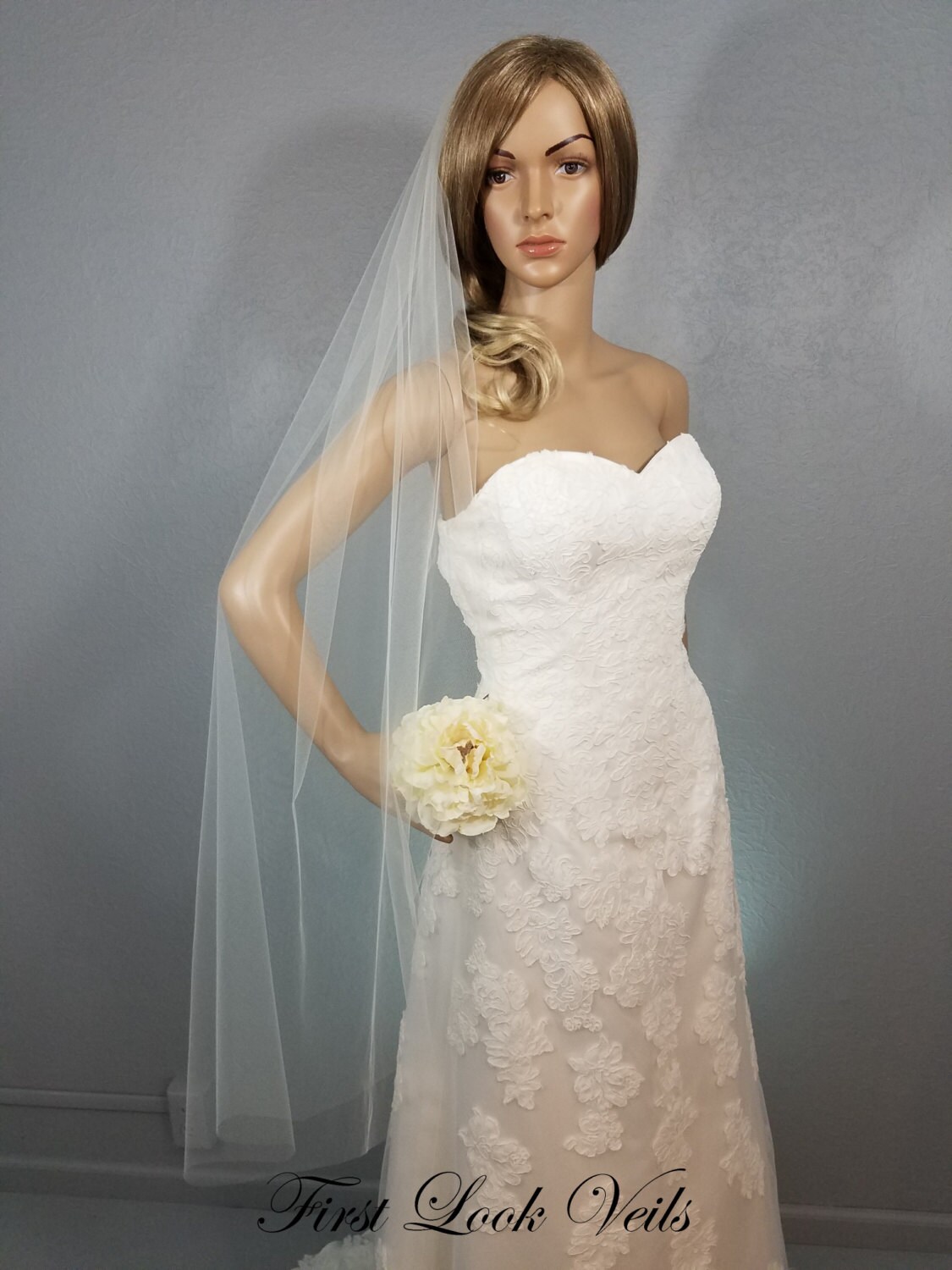 Ivory Waltz Wedding Veil Bridal Vail Plain Vale Colored Veil