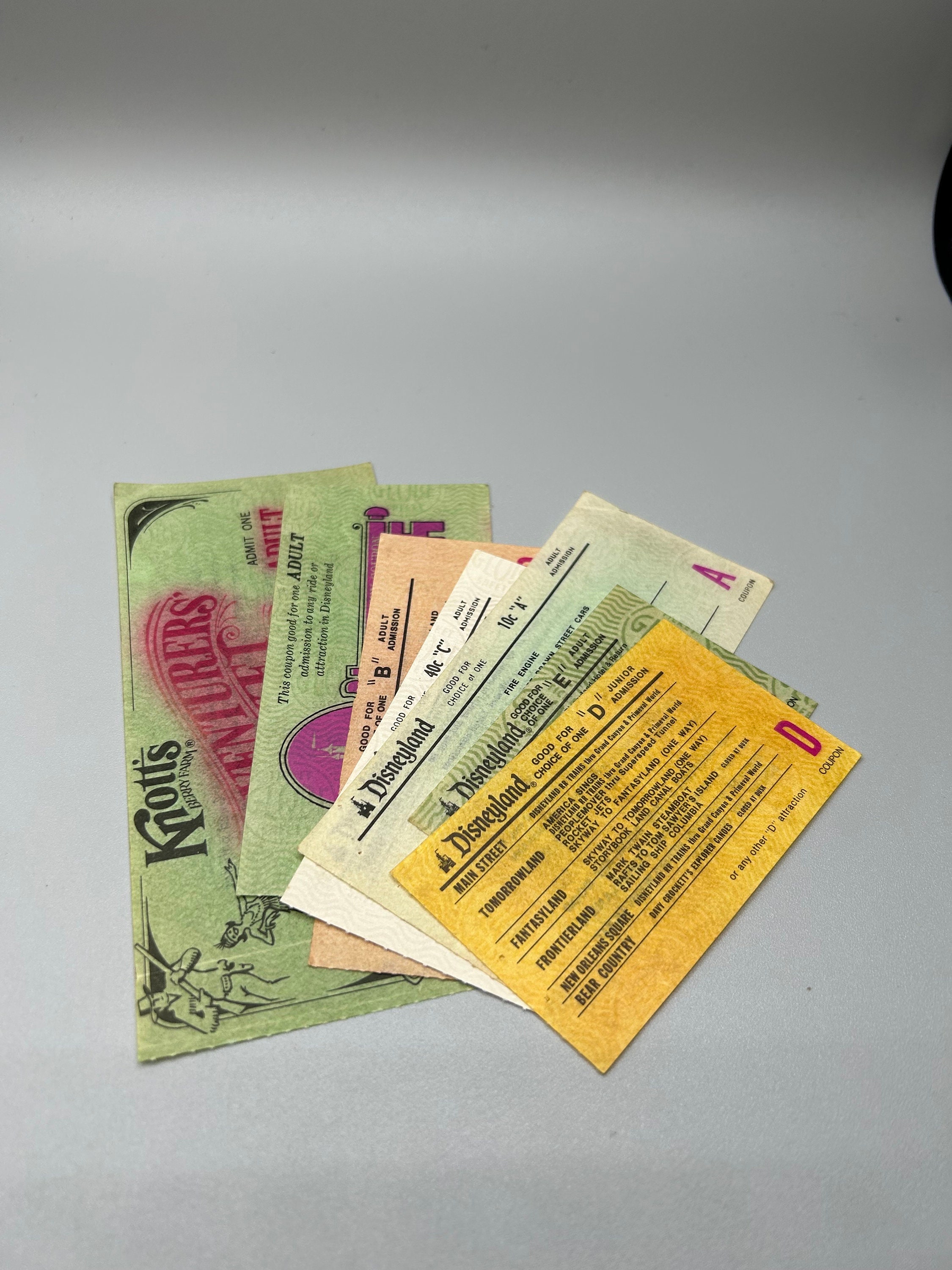 Disneyland & Knott’s Berry Farm 1960's/ 1970's Admission Tickets Random Selection from Group see Options, Junk Journal, Scrapbooking