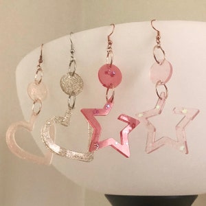 Heart and Star Resin Earrings