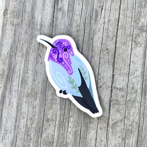 Folk Art Kolibri Aufkleber: Cottagecore Wasserdichter Vinyl-Aufkleber