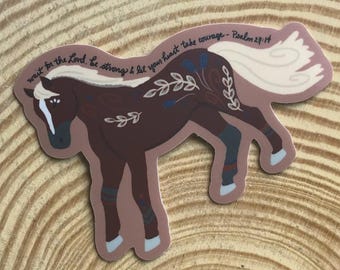 Christian Horse Vinyl Sticker: Folk Art Animal Decal