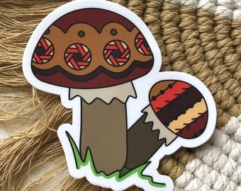 Mushroom Vinyl Sticker: Waterproof Fungi Decal