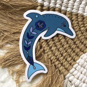 Floral Dolphin Vinyl Sticker: Waterproof Decal for Laptops, Tumblers
