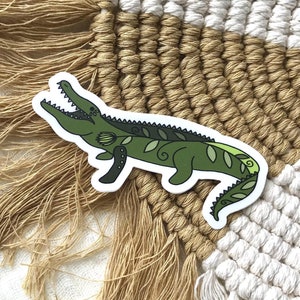Cottagecore Alligator Vinyl Sticker: Waterproof Reptile Decal