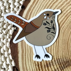 Thrush Bird Sticker Hermit Thrush Vinyl Sticker: Waterproof Bird Decal for Nature Lovers - Etsy