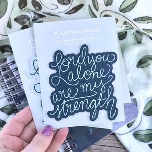 Minimalist Cursive Scripture Vinyl Sticker: Christian Faith Decal
