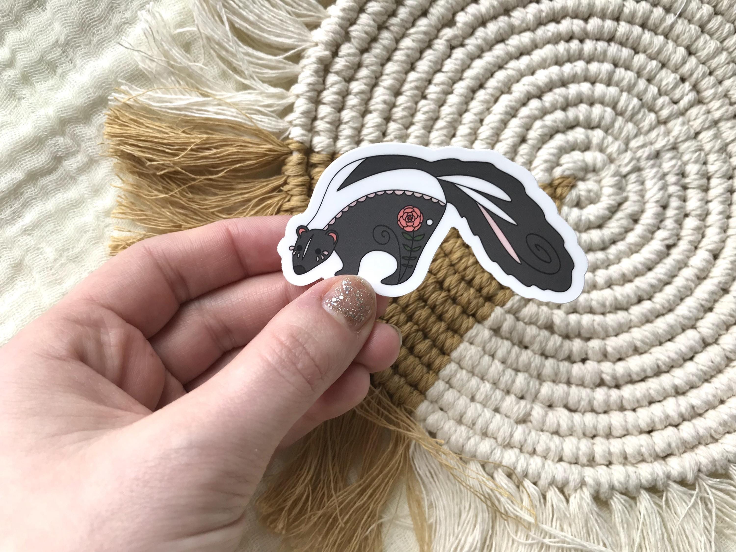 Skunk Sticker Floral Skunk Vinyl Sticker: Weatherproof Cottagecore Decal - Etsy