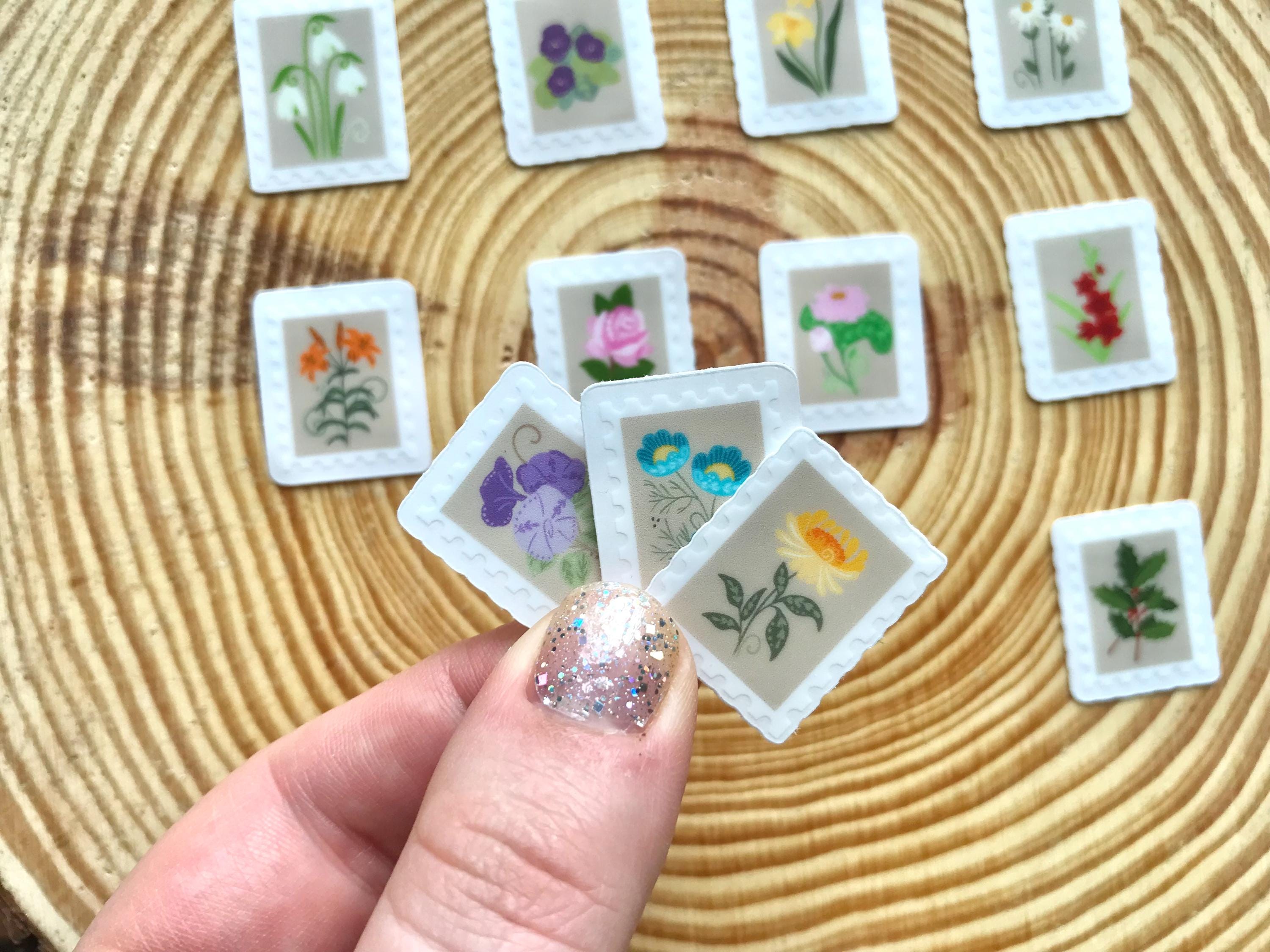 Birth Flower Stamp Sticker Set: Waterproof Vinyl Decal for Laptop or Water Bottle