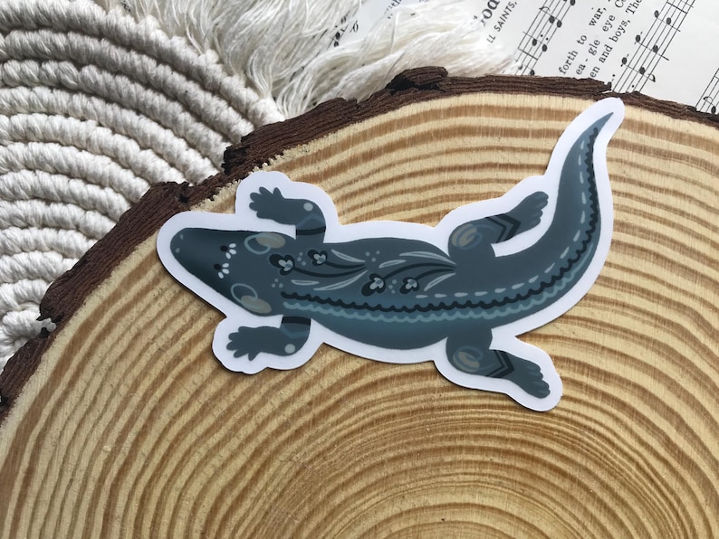 Folk Art Alligator Vinyl Sticker