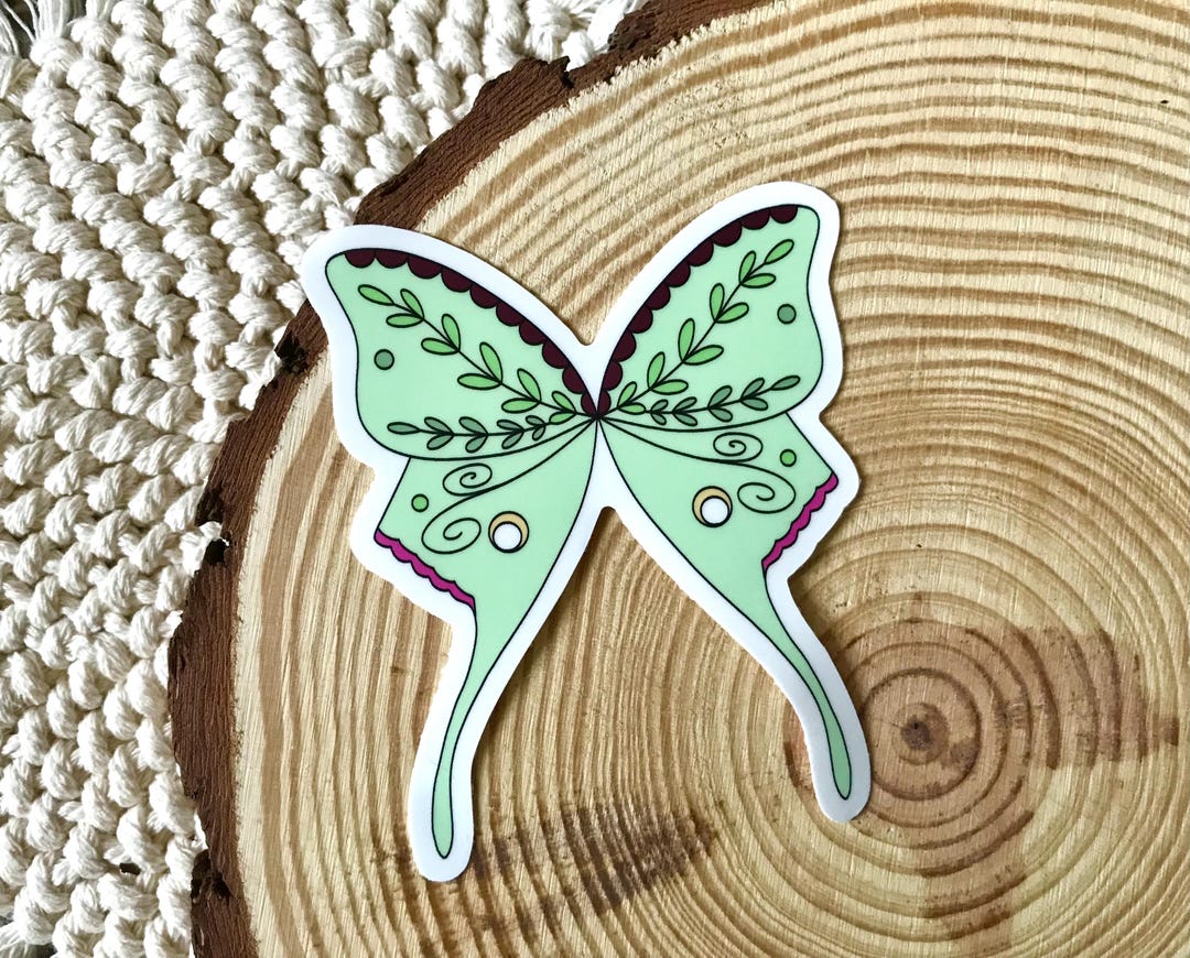 Luna Moth Vinyl Sticker: Mystical Celestial Decal for Laptop - Etsy