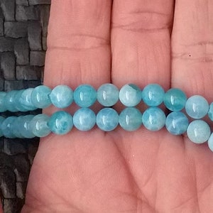 Blue Chalcedony Gemstone Beads, 6mm Round Beads, 7-3/4&quot; Strand, Stone Beads, Turquoise Color, Bead Supply, Jewelry Supply, Embellishments