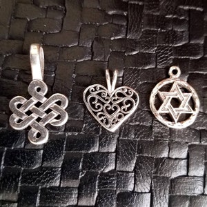 Celtic Knot, Filigree Heart, Star of David - Sterling Silver Charm Pendant, Religion Love Amulet Talisman, Jewelry Supply, Silver Jewelry