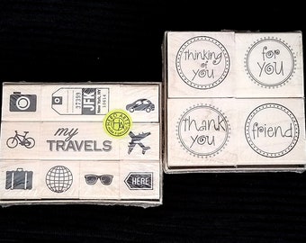Hero Arts Rubber Stamp Sets, Choice, Wood Mounted, MY TRAVELS-Thinking of You & More, Scrapbook, Papercraft, Kids Craft, Stamp Craft Supply