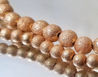 Round Gold Beads, 8mm - 6mm, Textured Gold Dust, Matte Gold, Jewelry Supply, Jewelry Findings, Beads, Gold Findings, Gorgeous Beads