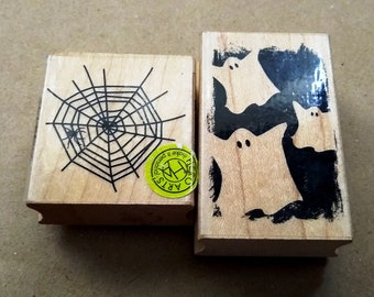 Rubber Stamps, Hero Arts Halloween Stamps, Ghosts, Spider Web, Wood Mounted, Choice, Holiday, Scary Spooky, Scrapbooking, Art Supply, Craft