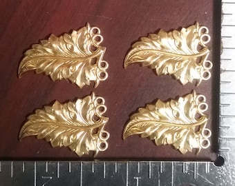 8 or 10pc, Brass Leaf Finding, Metal Connector Stamping Charm, Jewelry Supply, Filigree, Craft Supply, Paper Craft, Brass Embellishment